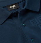 Fendi - Slim-Fit Logo-Embossed Cotton-Piqué Polo Shirt - Blue