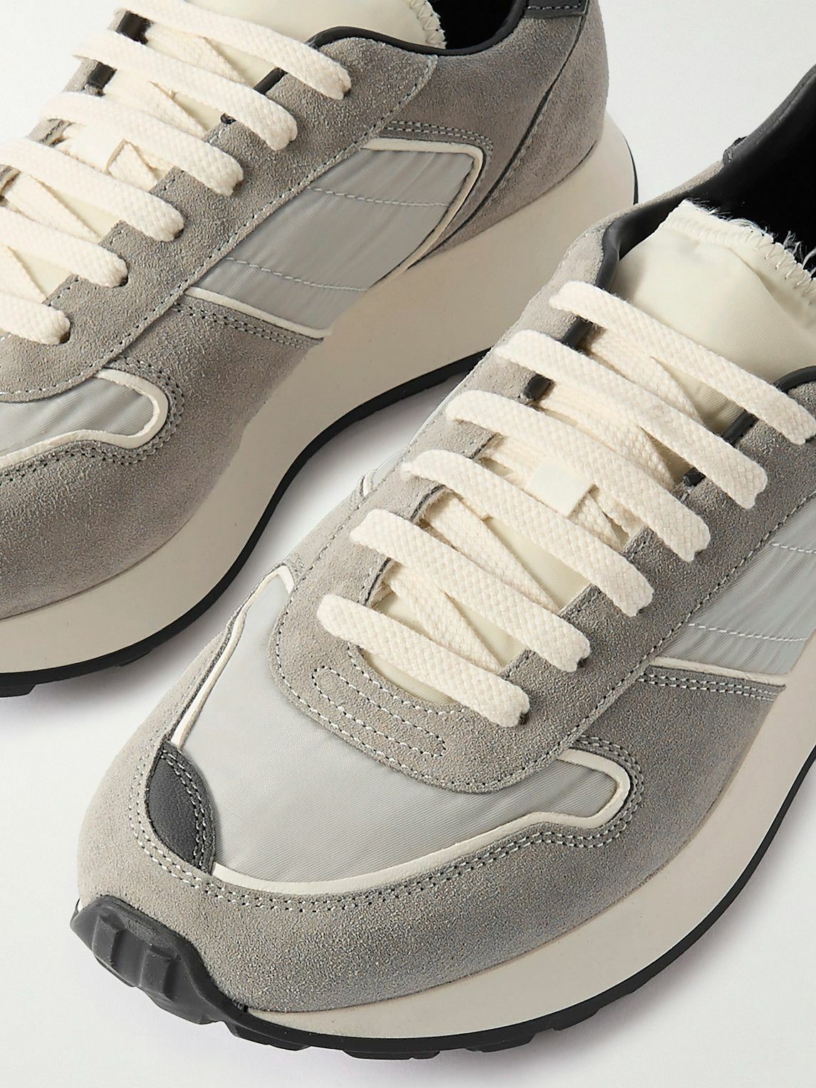 Common Projects - Track Leather-Trimmed Suede and Tech-Mesh