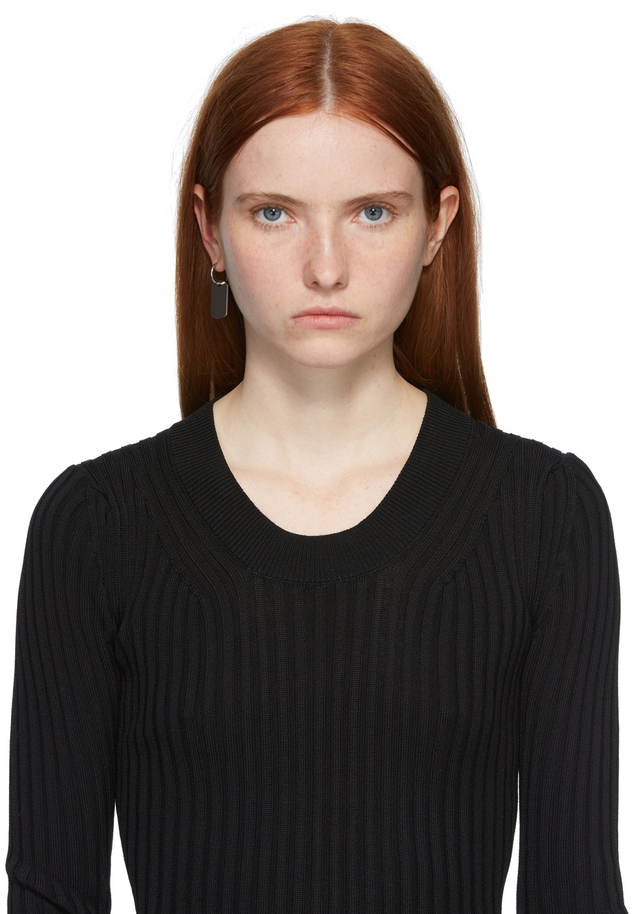 Martine Ali Silver Single Dog Tag Earring