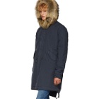 Mr and Mrs Italy Blue and Brown Long Fur Parka