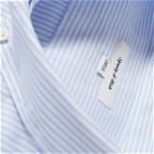 Sporty & Rich Crown Logo Button Down Shirt in Blue Striped