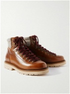Brunello Cucinelli - Cashmere-Trimmed Leather Hiking Boots - Brown