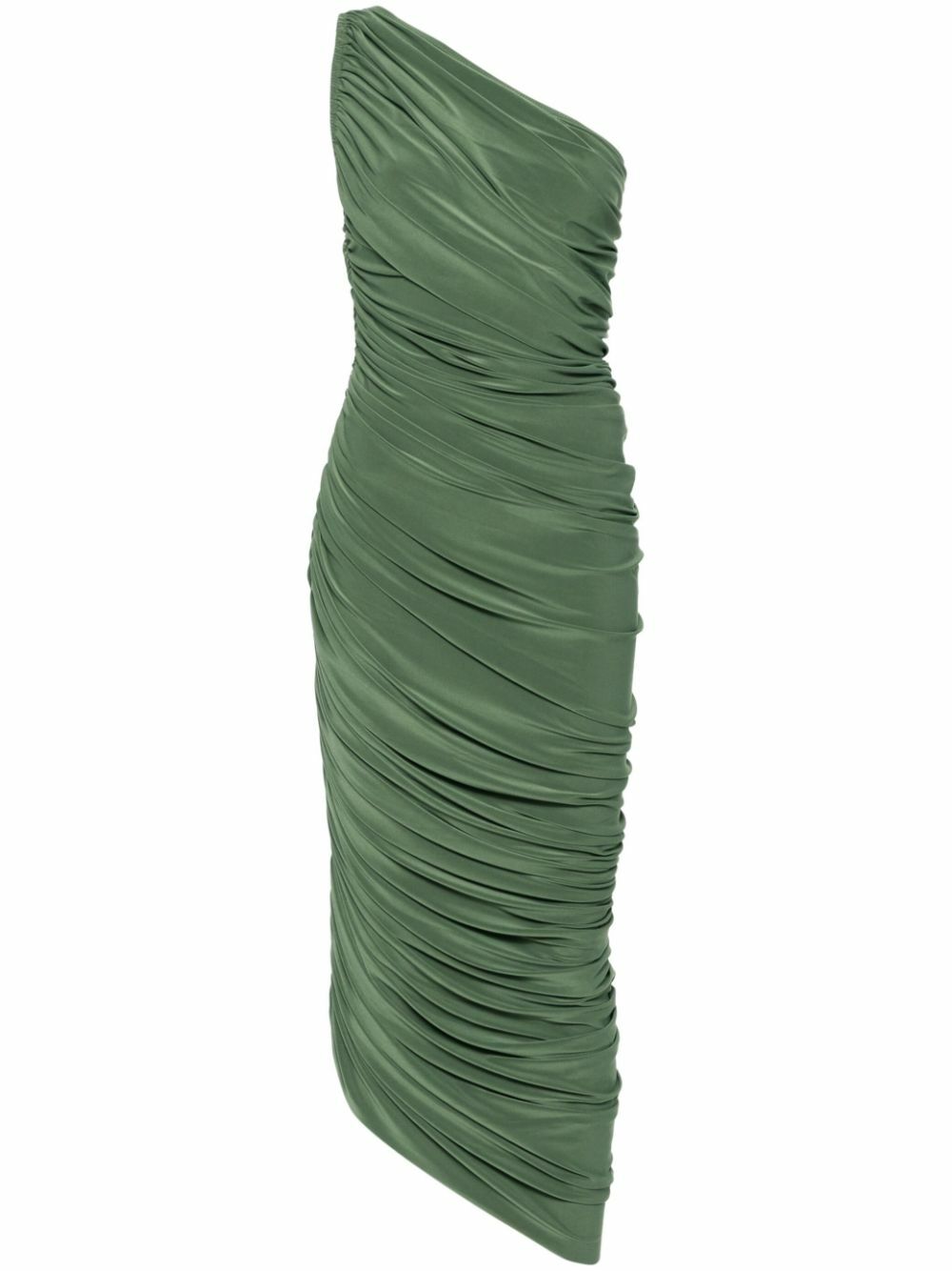 Norma Kamali Green Gathered One-Shoulder Dress Norma Kamali Norma Kamali Green Gathered One-Shoulder Dress Norma Kamali