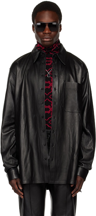 Photo: LU'U DAN Black Oversized Leather Jacket