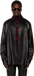 LU'U DAN Black Oversized Leather Jacket