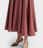 Rodarte Belted polka-dot silk twill midi dress