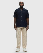 Les Deux Garrett Knitted Ss Shirt Blue - Mens - Overshirts/Shortsleeves