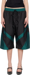 VAQUERA Green & Black Windbreaker Shorts
