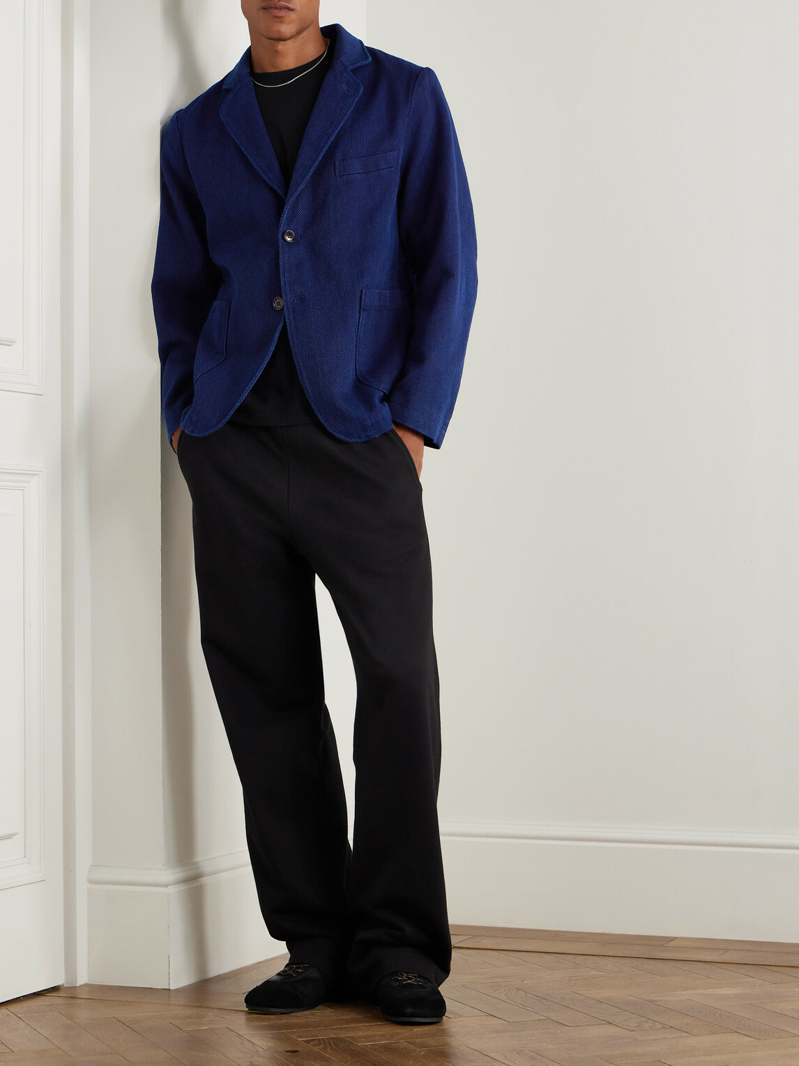 Blue Blue Japan - Sashiko Cotton-Piqué Suit Jacket - Blue