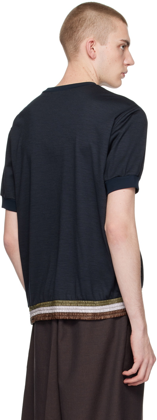 kolor Navy Striped Hem T-Shirt