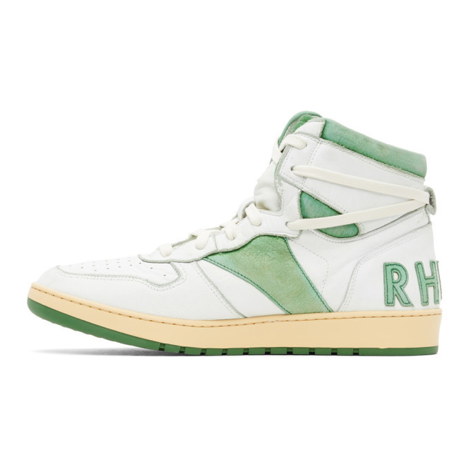 Rhude SSENSE Exclusive White and Green Rhecess Hi Sneakers Rhude