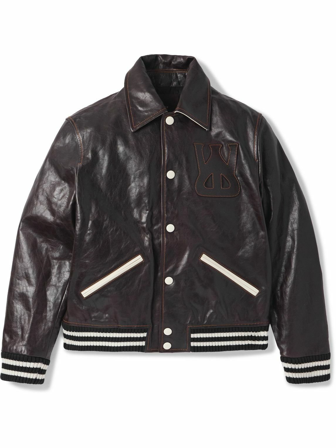 Wales Bonner - Marvel Studded Suede-Trimmed Leather Jacket
