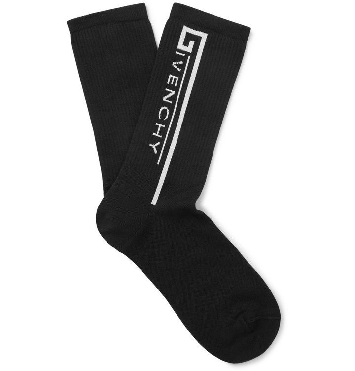 Photo: Givenchy - Logo-Intarsia Stretch Cotton-Blend Socks - Men - Black