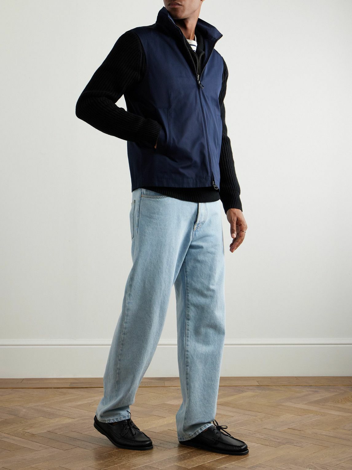 Loro Piana - Landon Suede-Trimmed Cotton-Satin Gilet - Blue