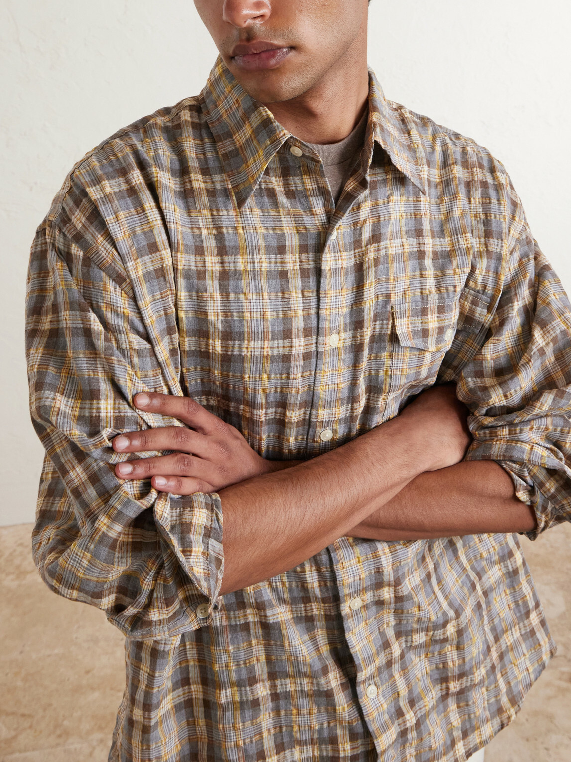 FrizmWORKS - Checked Woven Shirt - Brown