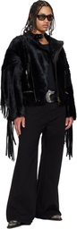 LU'U DAN Black 'Year of the Horse' Pony Moto L-D Leather Jacket