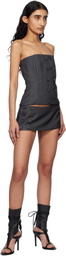 Fancì Club Gray Starling Button Corset Top