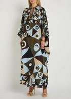 Pucci Printed Crystal-embellished Silk Maxi Kaftan Dress Multicoloured