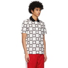 Lacoste White and Grey Ricky Regal Edition Pattern Polo