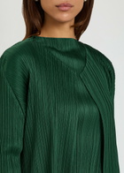 Pleats Please Issey Miyake Pleated Woven Cardigan Dark Green