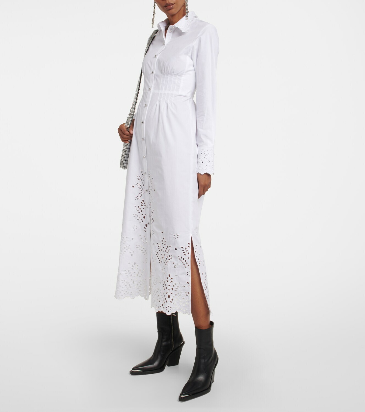 Paco Rabanne - Broderie anglaise cotton shirt dress
