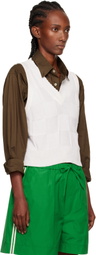Cordera White Checkered Cotton & Cashmere Vest