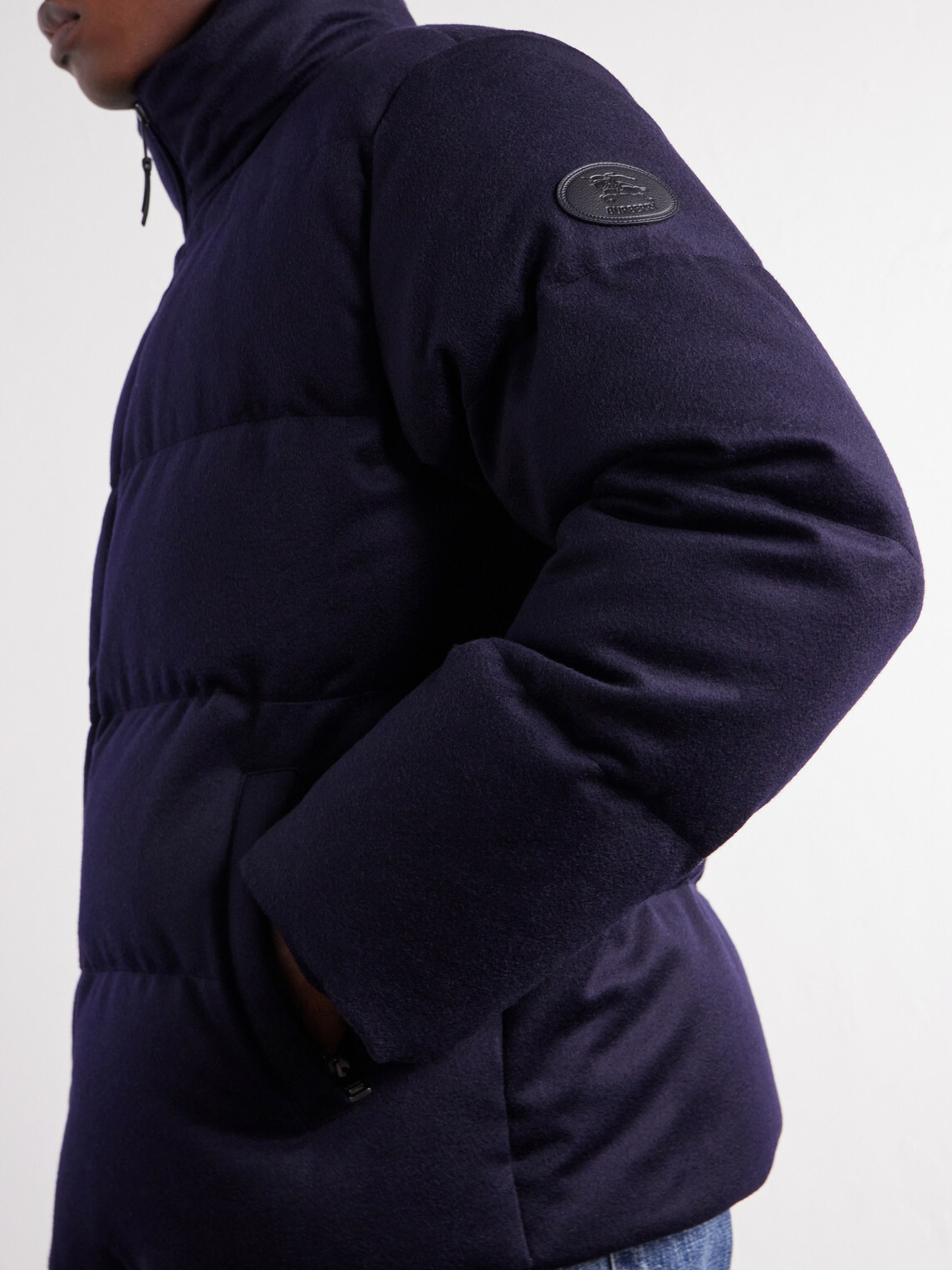Burberry - Logo-Appliqué Quilted Cashmere Down Jacket - Blue