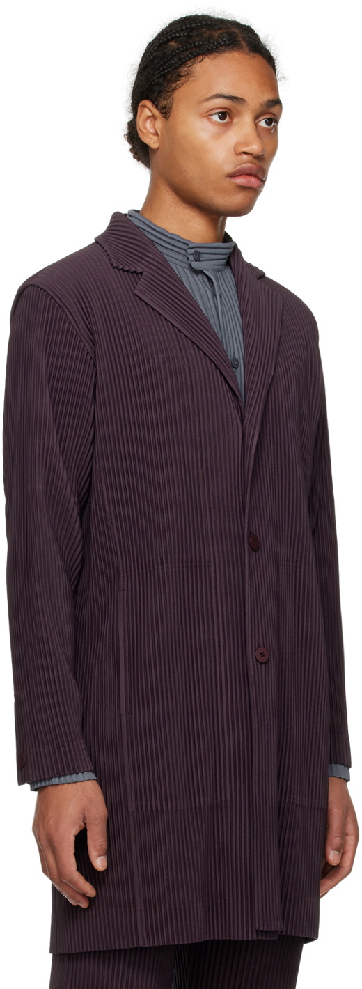 ジャケット・アウター 99AW ISSEY MIYAKE coat Pleated purple HOMME PLISSÉ ISSEY MIYAKE Purple Single-Breasted Coat Homme Plisse