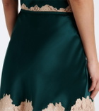 Dôen Giulietta lace-trimmed silk satin miniskirt