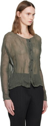ISSEY MIYAKE Gray Chiffon Twist 2 Blouse