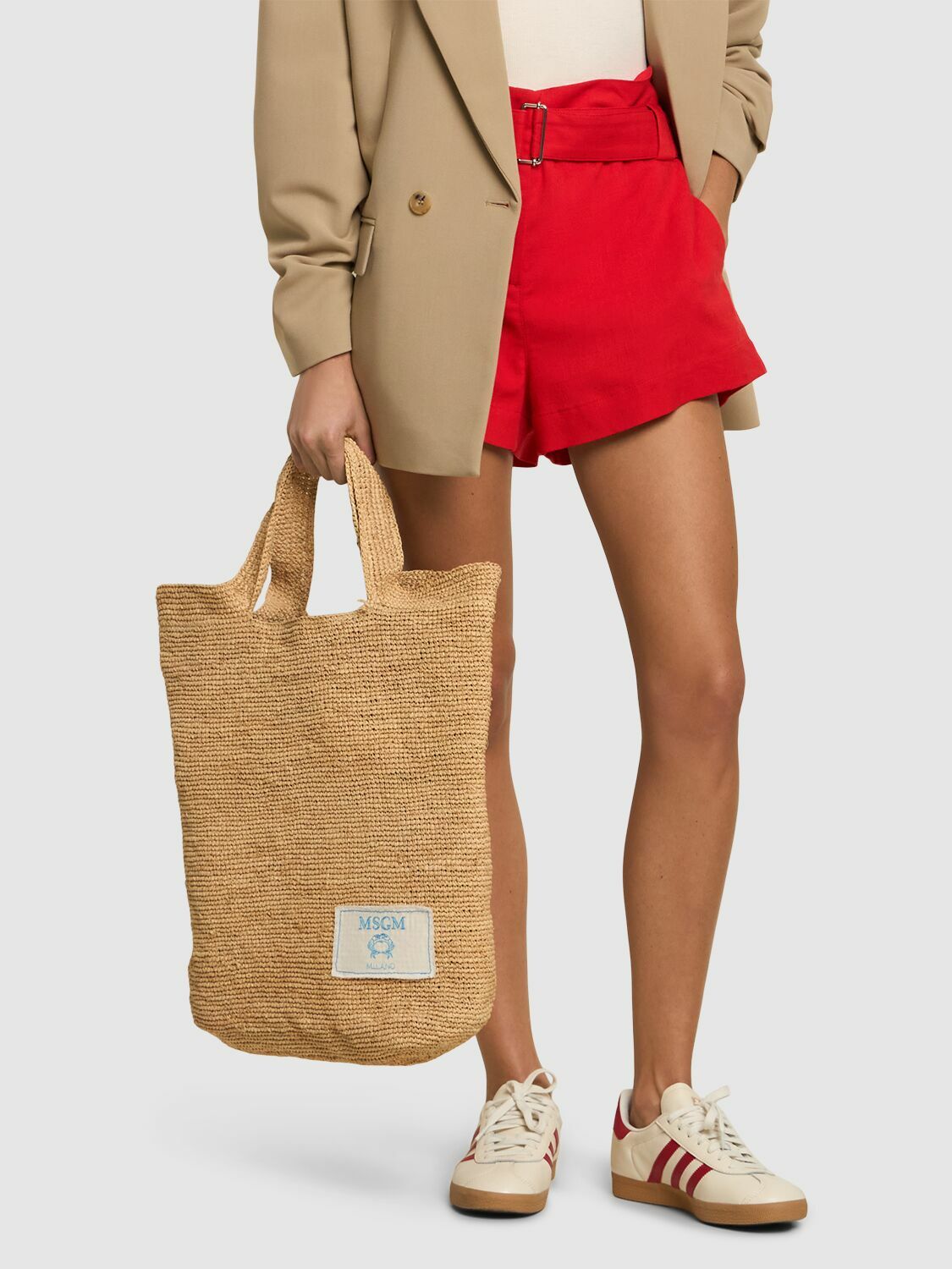 【送料&関税込】MSGM Horizontal Tote Bag MSGM Raffia Tote Bag MSGM