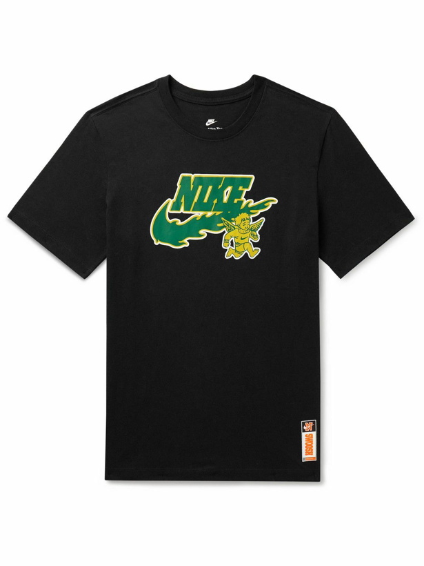 Photo: Nike - Sportswear Logo-Print Cotton-Jersey T-Shirt - Black