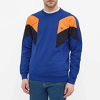 Lacoste Men's Chevron Colour Block Crew Sweat in Cosmic Blue/Tango