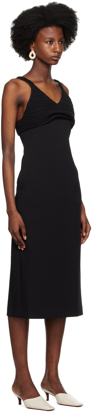 Recto Black Chunky Bra Top Patch Midi Dress
