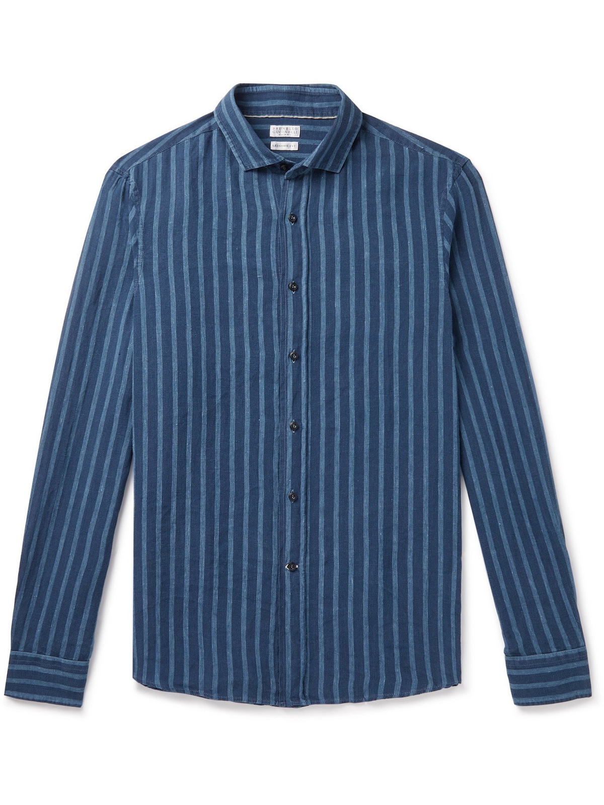 Brunello Cucinelli Blue Stripe Linen Button Front Shirt XXL Brunello  Cucinelli