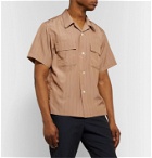 Chimala - Camp-Collar Pinstriped Matte-Satin Shirt - Brown