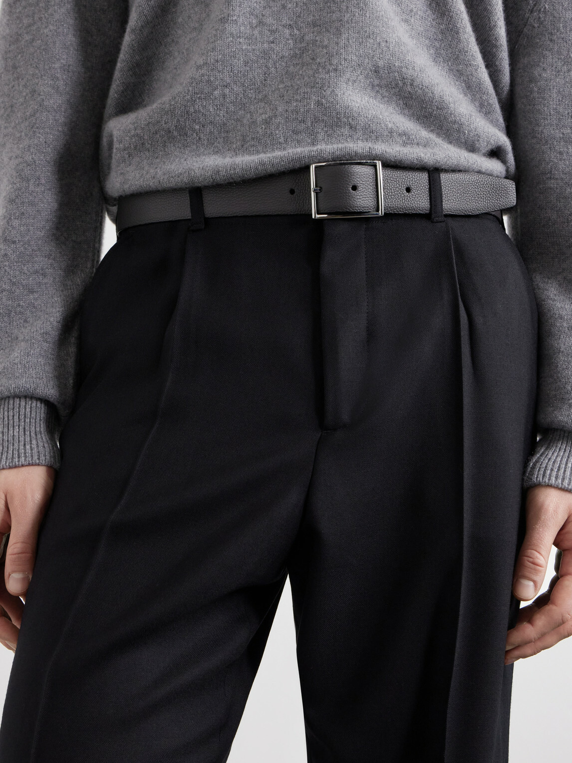 Anderson's - 3.5cm Reversible Full-Grain Leather Belt - Gray