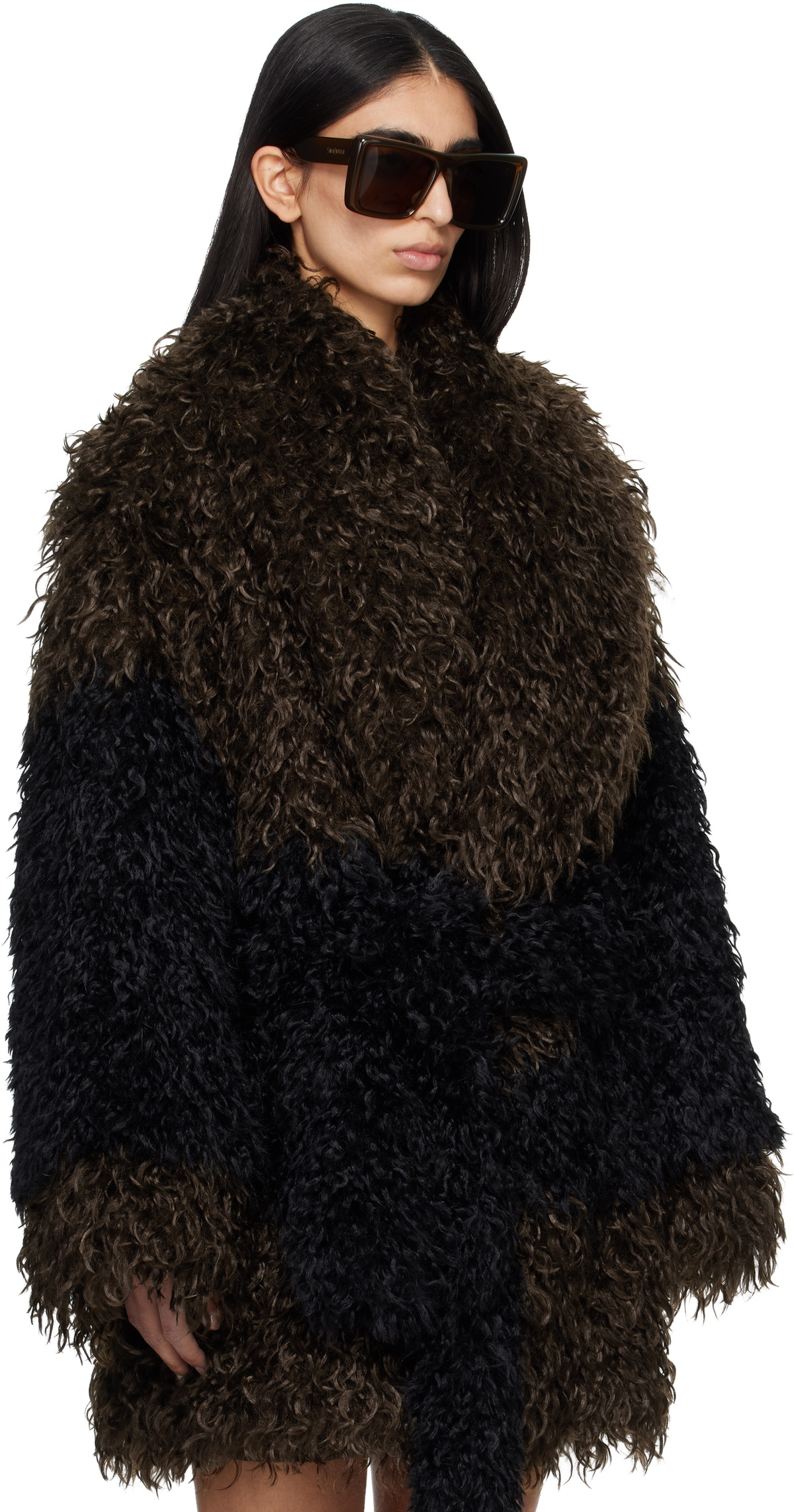 Entire Studios Brown & Black Juno Faux-Fur Coat