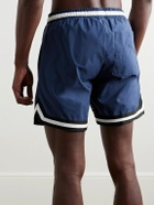 Rhude - Straight-Leg Mid-Length Logo-Print Swim Shorts - Blue