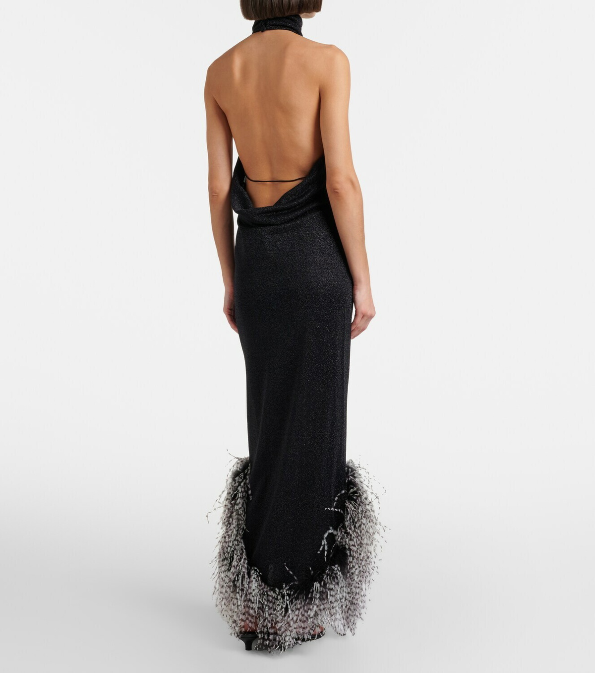 Oséree Lumière Plumage halterneck maxi dress