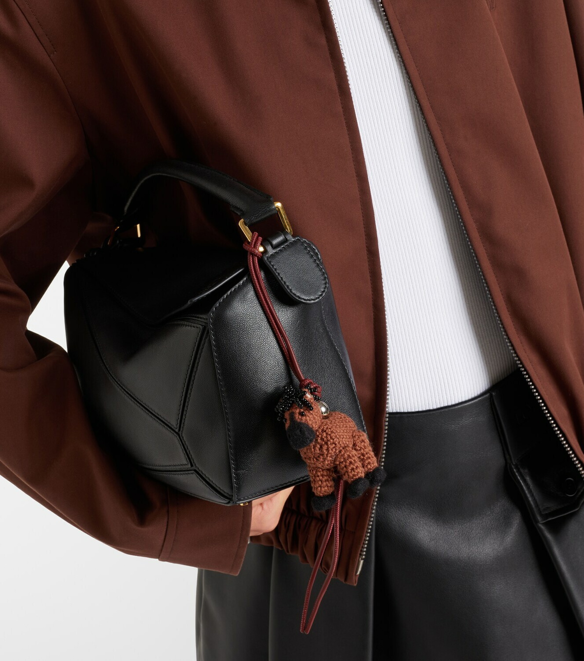 Loewe Horse beaded leather-trimmed wool bag charm