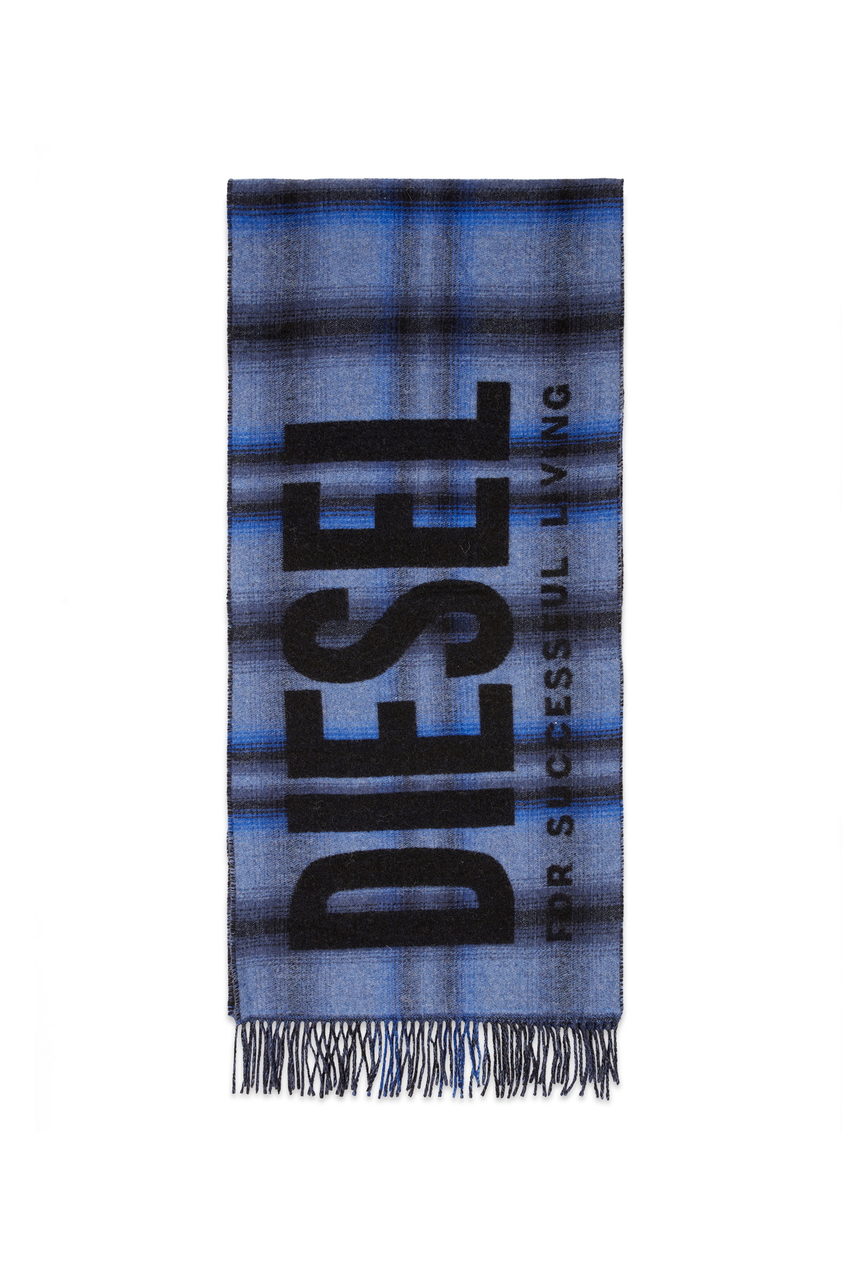 Diesel Wool-blend scarf with check pattern - Scarf Mens in Blue