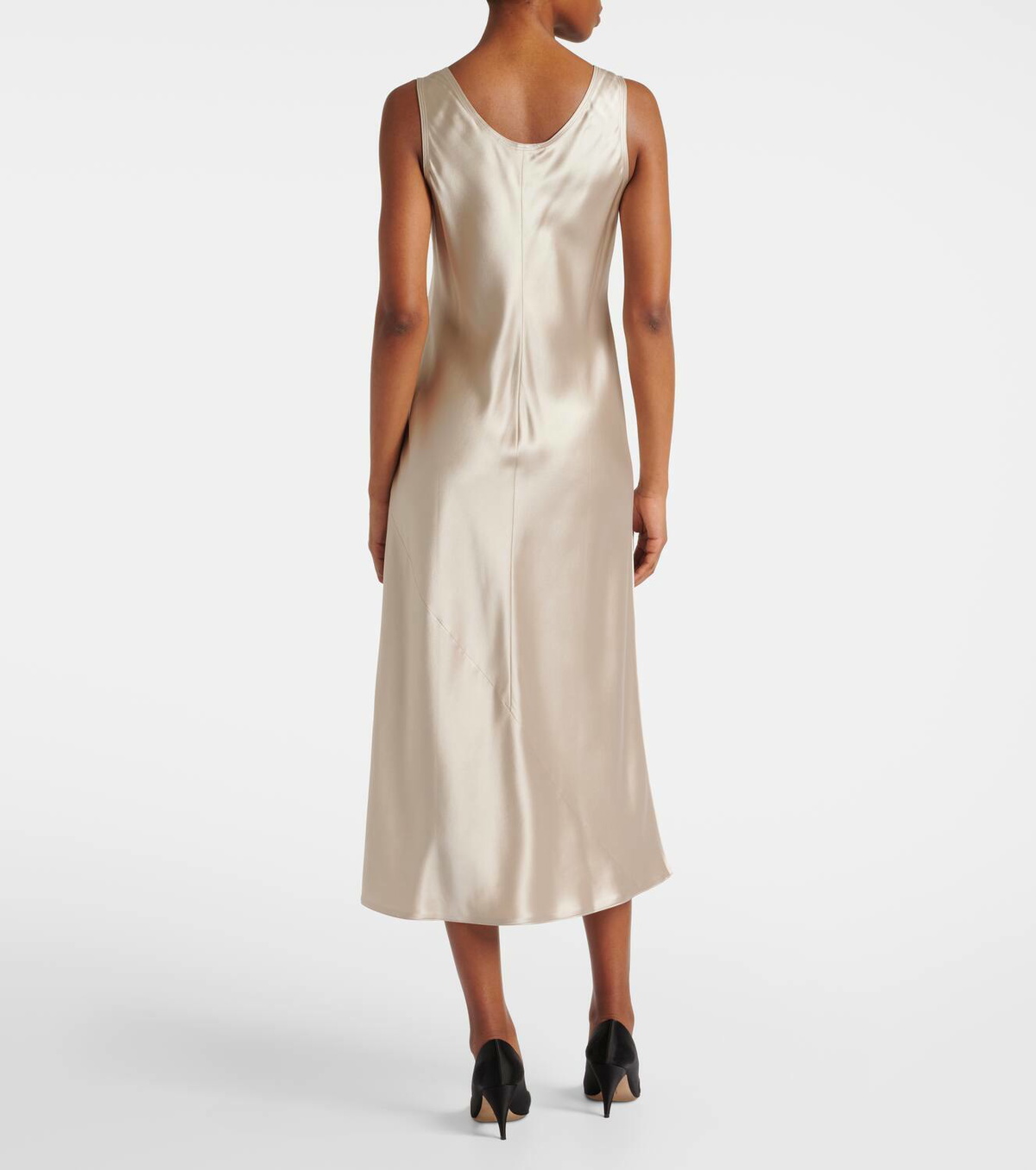 オールインワン・サロペット Max Mara Dark Beige Silk Satin Banjo Dress Thumbs_P25---MAXMARA---