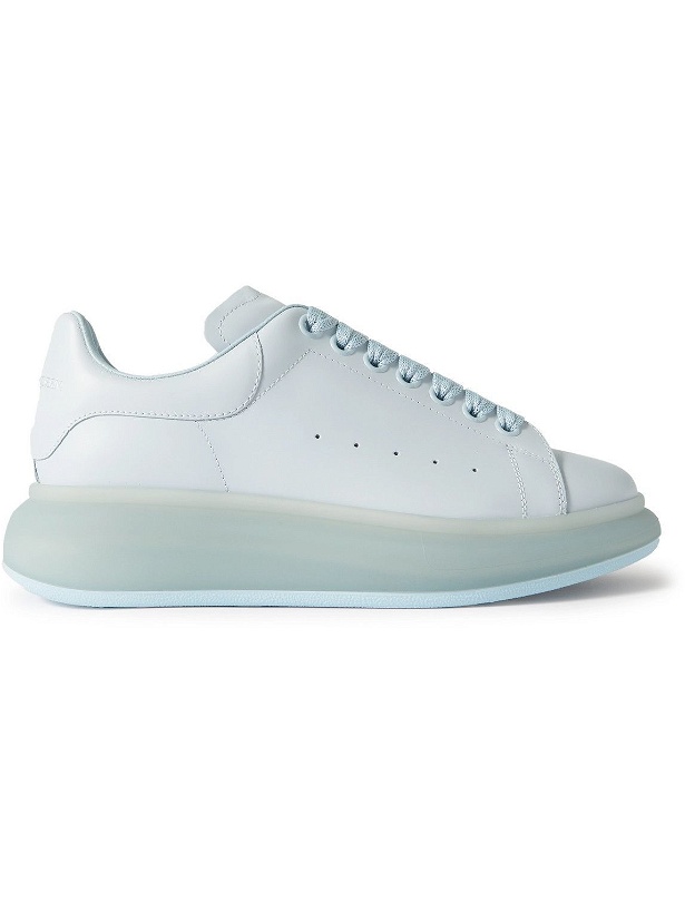 Photo: Alexander McQueen - Exaggerated-Sole Leather Sneakers - Gray
