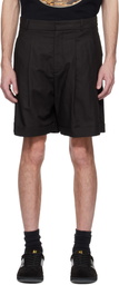 Balmain Black Pleated Bermuda Shorts
