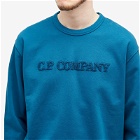 C.P. Company Men's Cotton Diagonal Fleece Logo Sweatshirt in Ink Blue