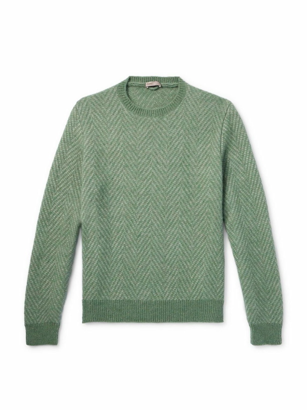 Photo: Herno - Herringbone Alpaca Sweater - Green