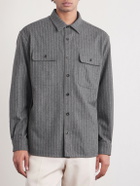 Ralph Lauren Purple label - Pinstriped Super 150s Wool-Flannel Shirt - Gray
