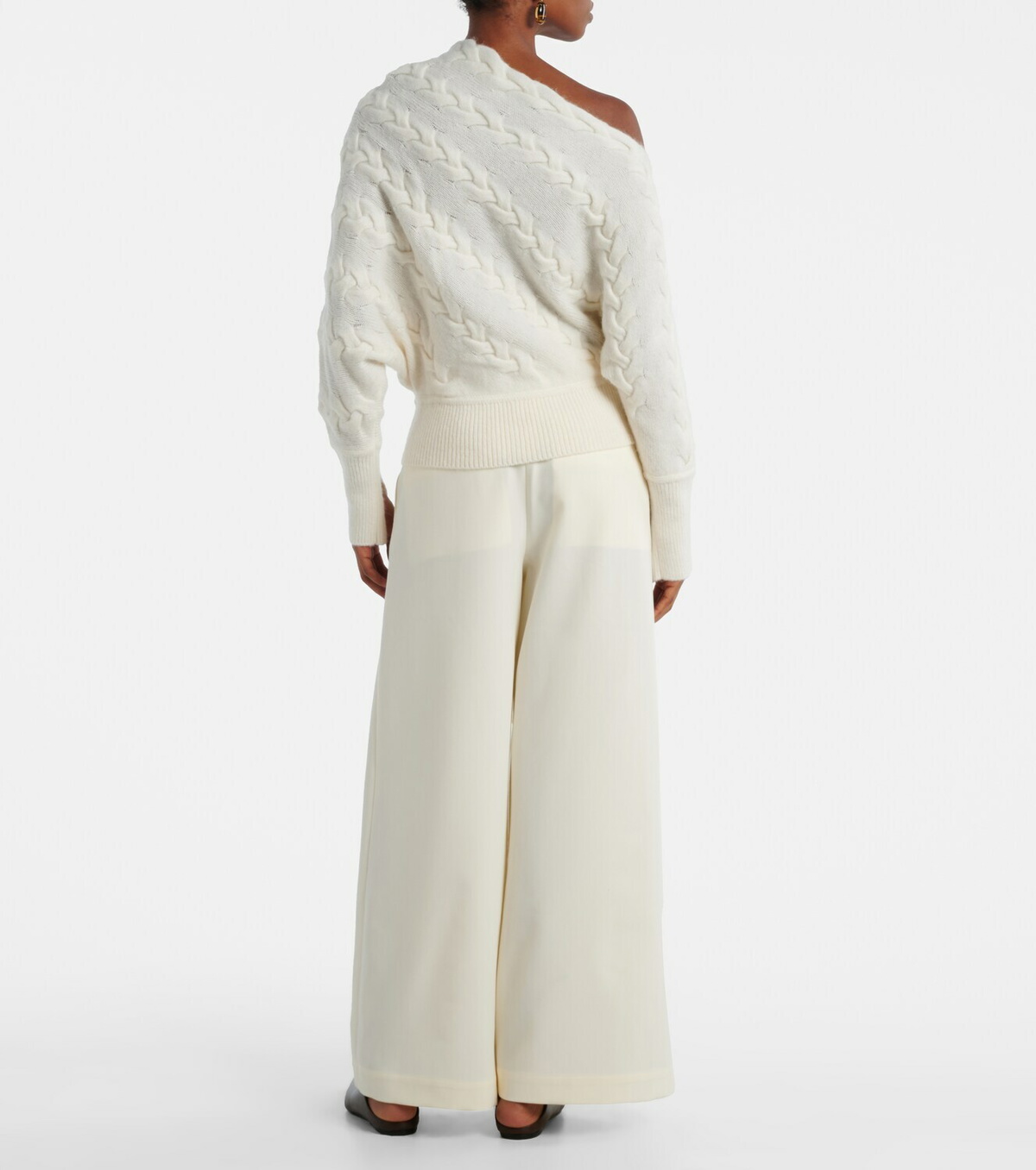 Xu Zhi Cable-knit one-shoulder sweater
