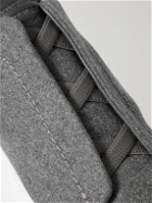 Ermenegildo Zegna - Leather-Trimmed Wool-Flannel Slip-On Sneakers - Gray